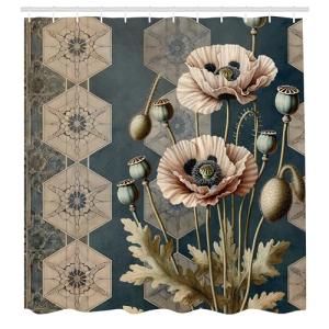 ABAKUHAUS Vintage Cortina de Baño, Paleta de Colores Nostál…