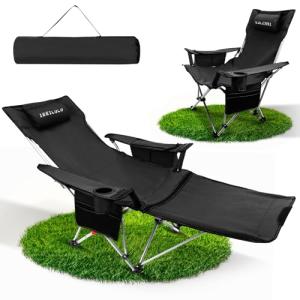 IEEILULU Silla de Camping Plegable con Reposapiés, Tumbona…