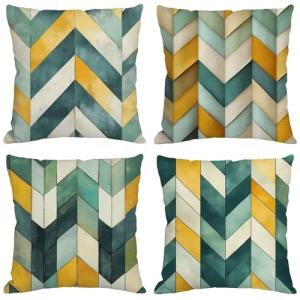 Fundas Cojines 80x80 cm Juego de 4 Mostaza Cojines Exterior…