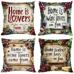 Funda Cojin 70x70 cm, Juego de 4 Fundas de Cojines Vino Ter…