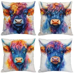 Funda Cojin 80x80 cm,Juego de 4 Fundas de Cojines Ganado de…