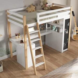 Seyakany Litera infantil 90 x 200 con escritorio, cama entr…