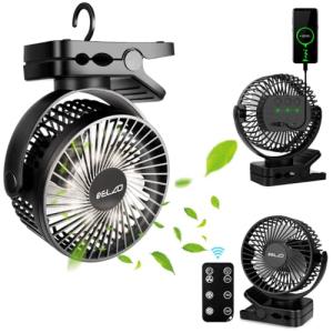 ELZO Ventiladores de sobremesa, Camping USB 12000mAh Silenc…