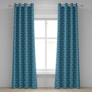 ABAKUHAUS Azul Cortina de Ojales, Boho Ramo Adornado remoli…