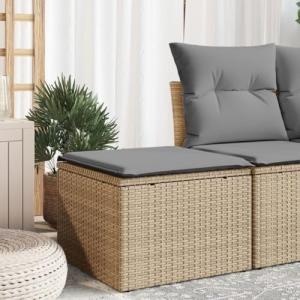 Taburete de jardín genérico con cojín beige, 55 x 55 x 37 c…