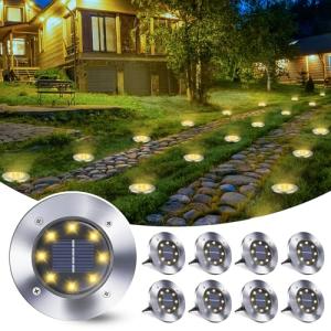 Qedertek Luz Solar Jardin 8 LED 8 Pack de Tierra, Lampara E…