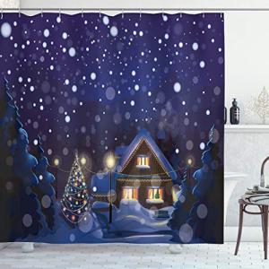 ABAKUHAUS Navidad Cortina de Baño, Invierno de la Noche Cas…