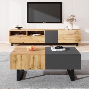 Moimhear Mesa de centro deslizante multifuncional moderna c…