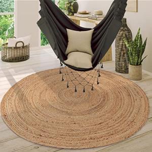 Paco Home Alfombra Redonda Salón Yute Boho Motivo Étnico Mo…