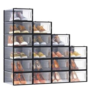 SONGMICS Cajas de Zapatos Plástico, Juego de 18 Organizador…