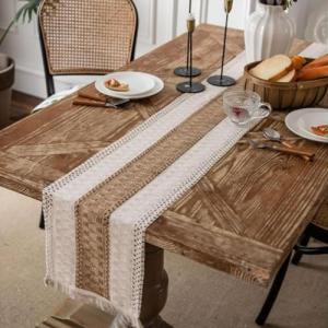 Camino de Mesa de macramé, macramé Boho, Camino de Mesa con…
