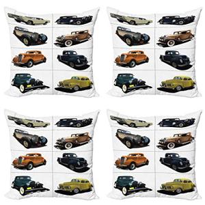 ABAKUHAUS Clásico Set de 4 Fundas para Cojín, Collage de lo…