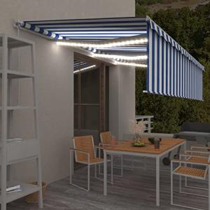 Homgoday Cortina retráctil manual con parasol y LED, 6 x 3…