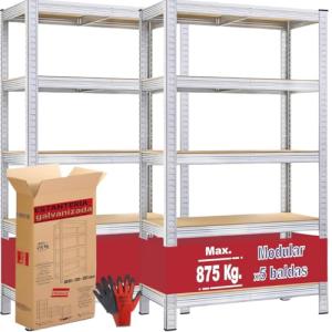 Pack de 2 Estanterías Pared metálica galvanizada 180x90x40c…