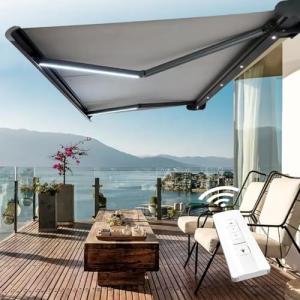 Toldo eléctrico retráctil para patio con control remoto, lu…