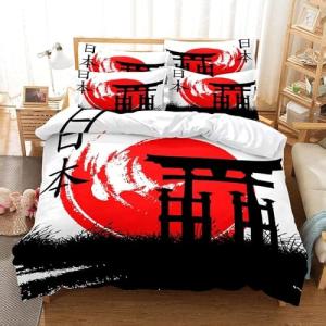 Funda Nordica Cama 90 Estilo Japonés Ropa de Cama Rojo Micr…