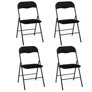 IDMarket - Juego de 4 sillas plegables KITY negras de PU