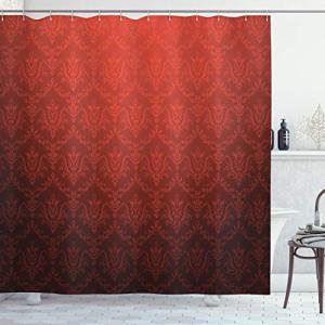 ABAKUHAUS Rojo Oscuro Cortina de Baño, Estilo Ombre Floral…