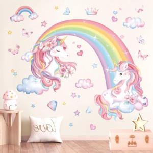 decalmile Pegatinas de Pared Arcoíris y Unicornio Vinilos D…