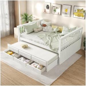 Sapgaks Camas Infantiles con Tres cajones y Cama Nido, Cama…