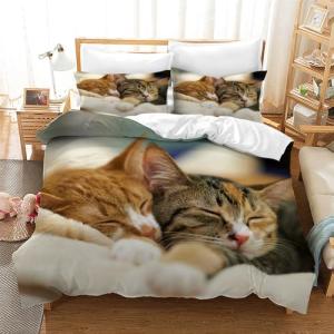 CXYXHW Juego de ropa de cama de microfibra, diseño de gato…