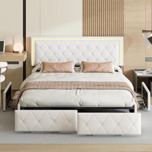 LKPOMI Cama de 160 x 200 cm, cama de matrimonio con somier…