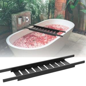 URBNLIVING Bandeja organizadora de madera negra para bañera…