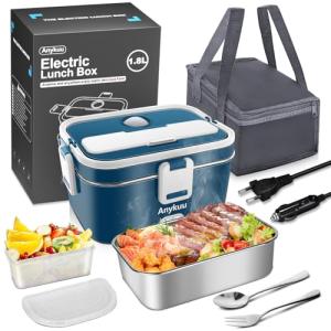 Anykuu 100W Fiambrera Electrica 1.8L 3 en 1Tartera Eléctric…