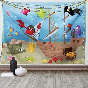 ABAKUHAUS Pirata Tapiz de Pared y Cubrecama Suave, Barco Su…