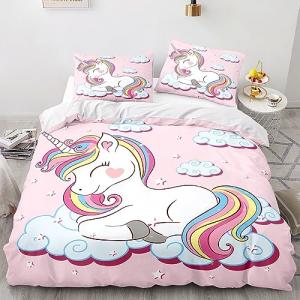 TSOPEFI Juego de ropa de cama para niña, diseño de unicorni…