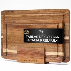 WATEGOOS Pack 2 Tablas de Cortar Cocina de Madera Acacia  …