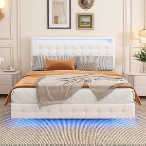 BENMWS Cama plana, luz ambiental LED, mando a distancia de…