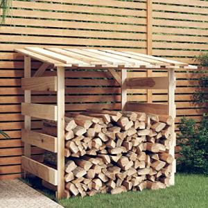 MOONAIRY Pergola con techo, estantería para leña exterior,…