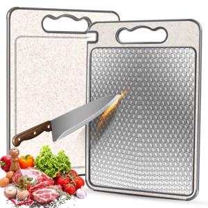 Tabla de Cortar Acero Inoxidable,Doble Cara, Sin BPA, Ideal…