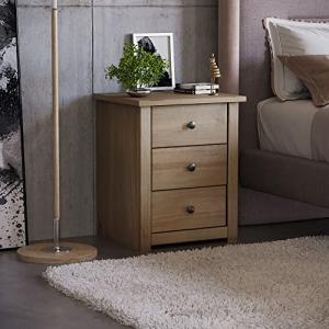 Vida Designs Mesita de Noche de Pino Macizo con 3 cajones,…