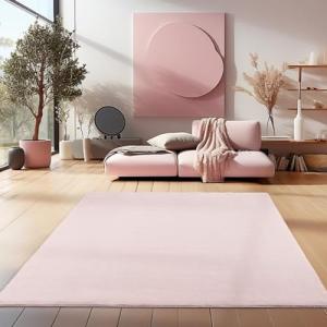 HomebyHome Alfombra de salón, 120 x 170 cm, color rosa, lav…