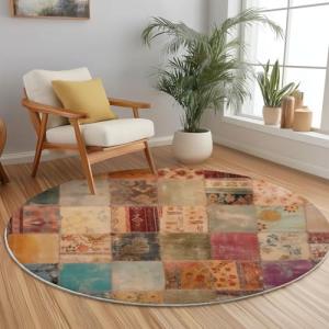 Genérico Antideslizante Alfombra Redonda - 150 cm - Shabby…