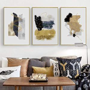 Impresión de pared Pintura abstracta dorada en negro y gris…