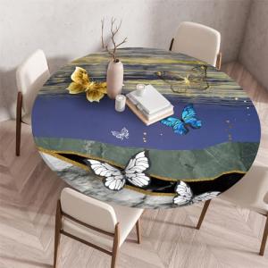 Chickwin Mantel Redondo Antimanchas con Bordes Elástica, Es…