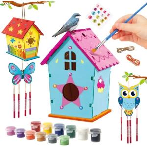 Byncceh 2 Pcs Casa de pájaros para Pintar de Bricolaje, Kit…