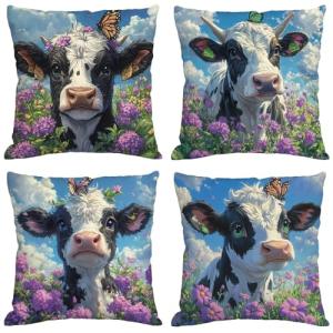 Funda Cojin 80x80 cm,Juego de 4 Fundas de Cojines Animal Te…