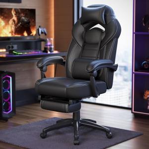 SONGMICS OBG077B01 - Silla de Oficina con reposapiés telesc…