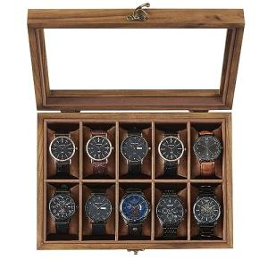 SONGMICS Caja para Relojes con 10 Compartimentos, Caja para…