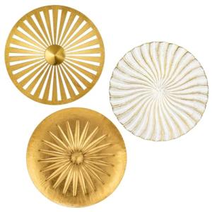 Juego de 3 esculturas de pared redondas de estilo boho dora…