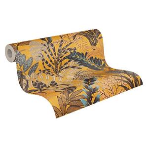 Livingwalls Papel pintado - Papel floral en amarillo, marró…