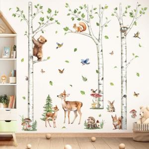 decalmile Pegatinas de Pared Árbol Grande Animales Bosque V…