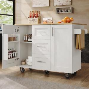 KAZZIO Isla de cocina, separadores extraíbles, ruedas extra…
