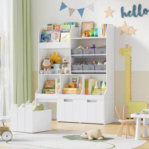 HOCSOK Estantería infantil con cajones con ruedas, estanter…