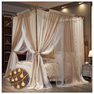 JYHHGDS Elegante Marco de Cama con Dosel de 4 Esquinas, Pos…