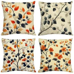 Funda Cojin 65x65 cm,Juego de 4 Fundas de Cojines Crema Ter…